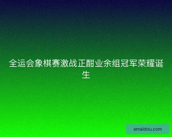 全运会象棋赛激战正酣业余组冠军荣耀诞生